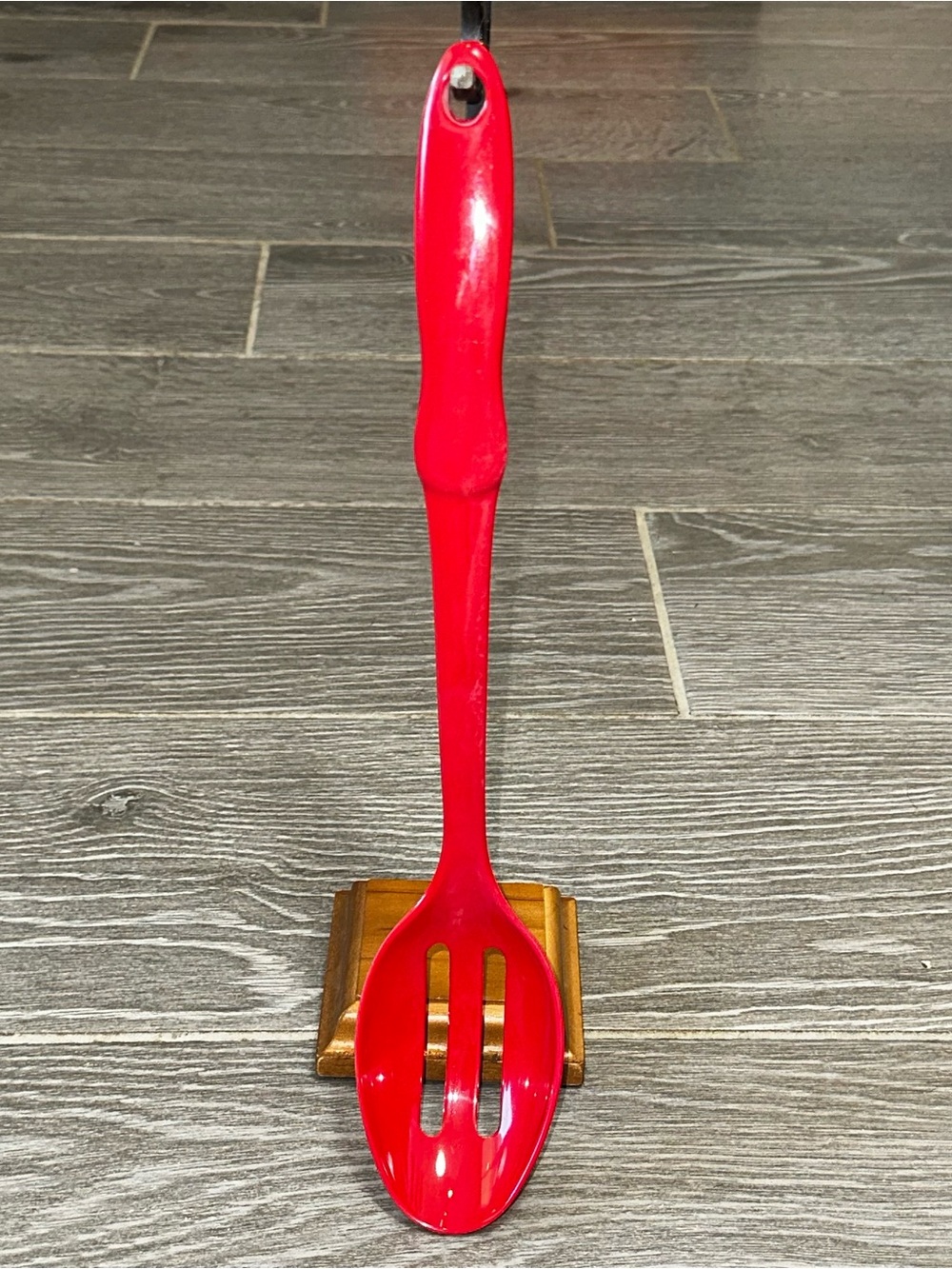 Melamine Kitchen Slotted Spoon Cherry Red Durable Retro Cooking Serving Utensil